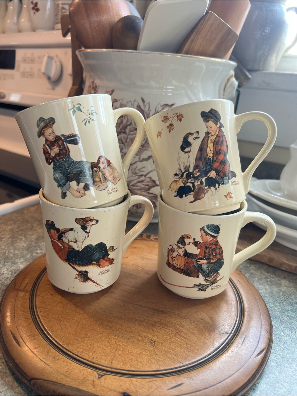 1984 Norman Rockwell "The
Four Seasons" Mug
Collection- A Boy & His Dog-4
Mugs